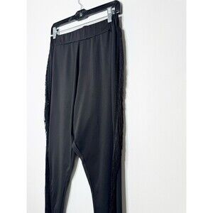 SHEIN Curve Women’s Fringe Pants Size 0X Black Stretchy Side Fringe